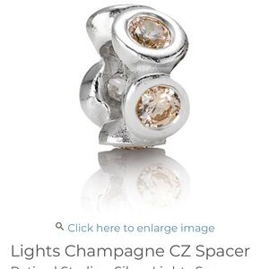 Pandora Retired 925 Silver and Champagne  CZ Spacer Bracelet Charm